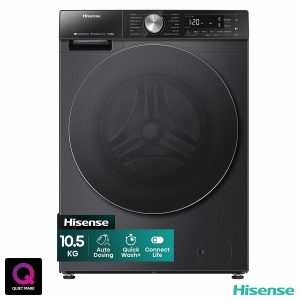 Hisense WF5S1045BB, 10.5kg 1400rpm Washing Machine, A Rated in Black