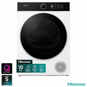 Hisense 5i Series DH5i104BWAB, 10kg Heat Pump Dryer, A+++ Rated in White