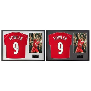 Robbie Fowler Signed Framed Liverpool Football Shirt including 1 Photo in 2 Options: White or Black Mount