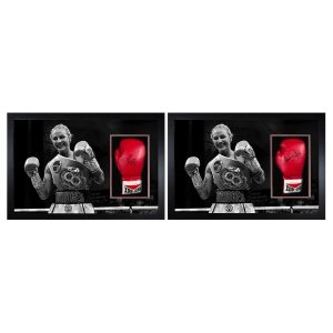 Ebanie Bridges Signed Framed Boxing Glove in 2 Options: Signed "Blonde Bomber" or "Ebanie Bridges"