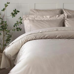 Belledorm 600 Thread Count Cotton Taupe Duvet Cover Set in 3 Sizes
