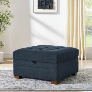 Thomasville Tisdale Blue Fabric Storage Ottoman
