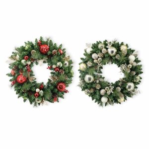 30 inch (76cm) Pre-Lit Decorated Wreath with 50 LED Lights