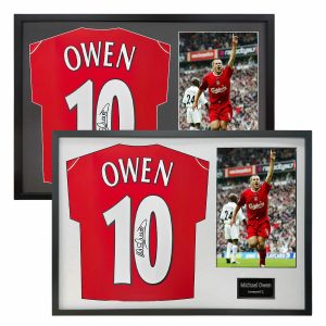 Michael Owen Signed Framed Liverpool Football Shirt including 1 Photo in 2 Options