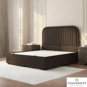 Highgrove Ashford Brown Fabric Full Ottoman Bed Frame in 3 Sizes