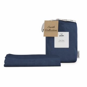 Panda Bamboo & French Linen Navy Fitted Sheet in 3 Sizes