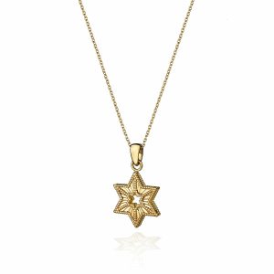 14ct Yellow Gold Textured Star of David