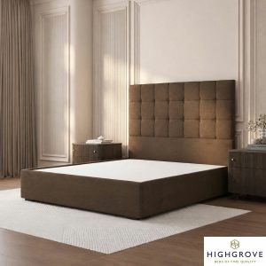 Highgrove Kavalan Brown Fabric Full Ottoman Bed Frame in 3 Sizes