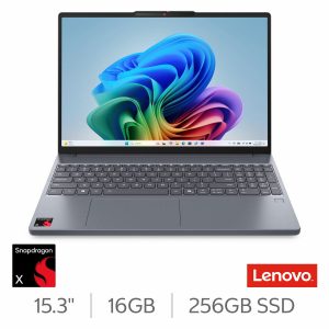 Lenovo IdeaPad Slim 3, Copilot+ PC, Snapdragon X1, 16GB RAM, 256GB SSD, 15.3 inch Laptop, 83N3007AUK