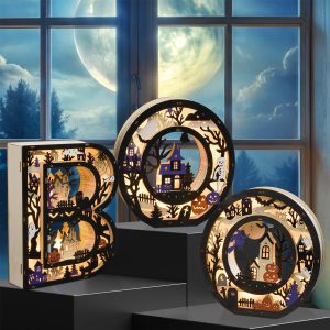 Halloween Light Up Wooden BOO Letters - Set of 3