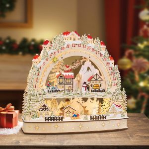 Wooden LED Advent Christmas Calendar With LED Lights