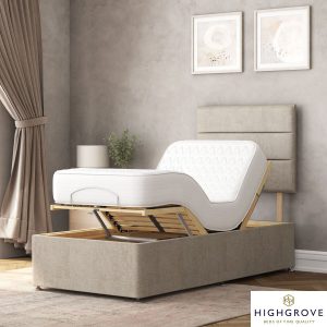 Highgrove Fenton Taupe Fabric Electric Adjustable Bed Base With Medium Memory Foam Mattress