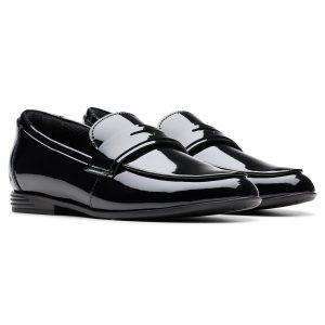 Clarks Kids Finja Bright Black Patent Shoes
