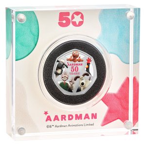 50 Years of Aardman 2026 UK 50p Silver Proof Colour Coin