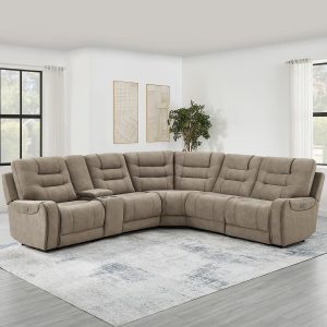 Barcalounger Carmelo Fabric Power Reclining Sectional Sofa with Power Headrests
