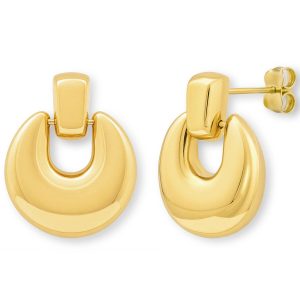 14ct Yellow Gold Plain Circle Drop Earrings
