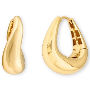 14ct Yellow Gold Wave Hoop Earrings