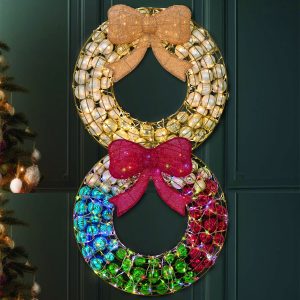 24 Inch Ornament Wreath With LED Lights