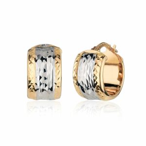 14ct Two Tone Gold Hoop Earrings