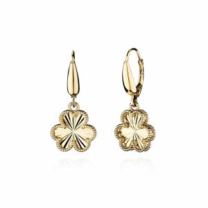14ct Yellow Gold Three Heart Diamond Cut Earrings