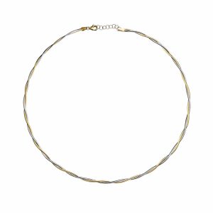 14ct Yellow & White Gold Two Tone Twisted Necklace