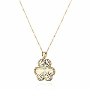 14ct Yellow Gold Three Heart Diamond Cut Pendant