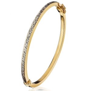 14ct Yellow & White Gold Diamond Cut Bangle