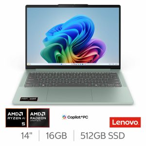 Lenovo IdeaPad Slim 5, Copilot+ PC, AMD Ryzen AI 5, 16GB RAM, 512GB SSD, 14 inch OLED Laptop, 83S1000SUK