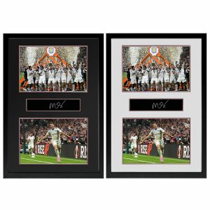 Morgan Rogers Signed Framed Aston Villa Europa Leage Plaque in 2 Options: White or Black Mount