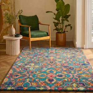 Nourison Vibrant Wool Teal Rug, in 3 Sizes