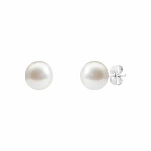 8.5-9mm Akoya White Pearl Earrings, 14ct White Gold