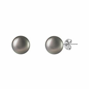 10-10.5mm Tahitian Pearl Earrings, 14ct White Gold