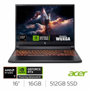 Acer Nitro V 16 AI, AMD Ryzen 7, 16GB RAM, 512GB SSD, NVIDIA GeForce RTX 5060, 16 Inch Gaming Laptop, NH.QYXEK.00H