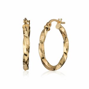 14ct Yellow Gold Twist Hoop Earrings