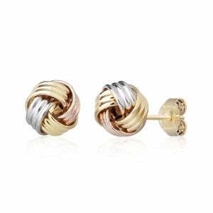 14ct Tri Colour Gold Knot Earrings