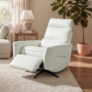 Aiden & Ivy Elton Cream Leather Manual Reclining Chair