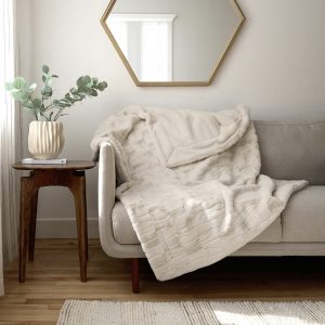 Safdie Luxury Faux Rabbit Fur Throw In 4 Colours, 127 x 178 cm