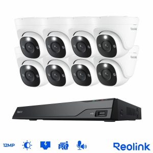 Reolink 12MP (4K+) UHD NVR PoE 16 x Channel / 8 x Turret Camera Kit with 4TB HHD