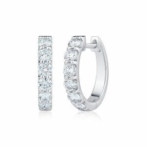1.00ctw Round Brilliant Cut Diamond Hoop Earrings, 14ct White Gold