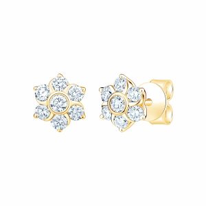 0.65ctw Round Brilliant Cut Diamond Daisy Earrings , 14ct White Gold