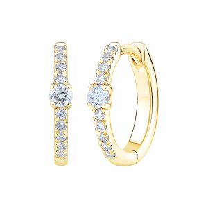 0.20ctw Round Brilliant Cut Diamond Hoop Earrings, 14ct Yellow Gold