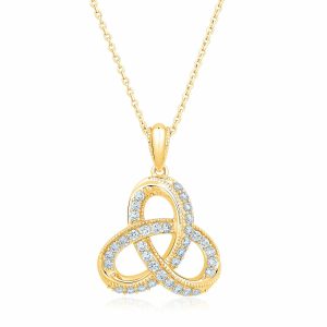 0.34ctw Round Brilliant Cut Diamond Knot Pendant, 14ct Yellow Gold