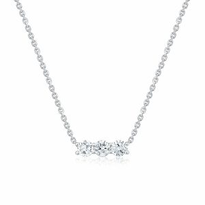 0.90ctw Round Brilliant Cut Diamond 3 Stone Pendant, 14ct White Gold