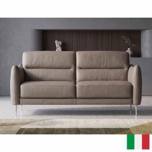 Nicoletti Jupiter Grey Leather Large 2 Seater Sofa