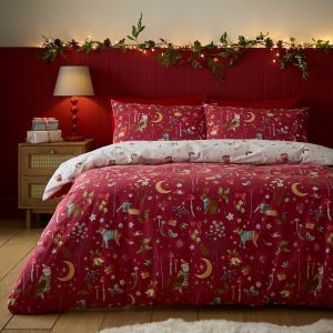 Catherine Lansfield Christmas Enchanted Twilight Reversible Duvet Cover Set In 3 Sizes